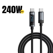 Essager 240W USB-C to USB-C PD 3.1 Fast Charging Braided Cable with Smart LED Display, 480Mbps Data Transfer, Compatible with iPhone 15 Pro Max, MacBook, Samsung, Xiaomi