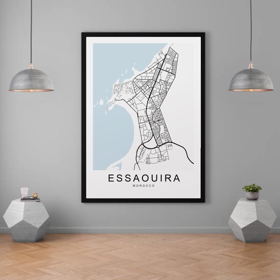 Essaouira Morocco Town City Map Minimalist Home Wall Décor Travel Wall Art Poster , Poster Print Only