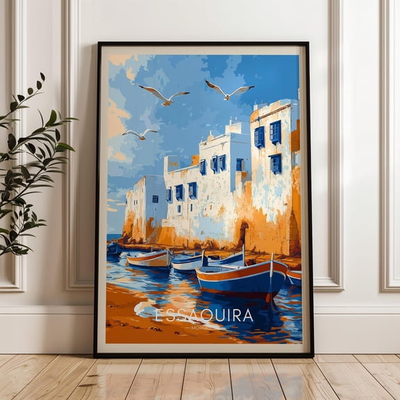 Essaouira Morocco Travel Print, Atlantic Coast Wall Art, Unframed Canvas 16x20in