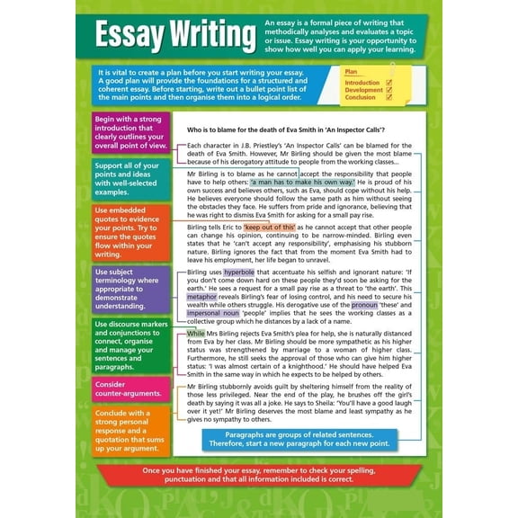 Essay Writing Classroom Poster  English Language Arts Middle & High School Class Decoration