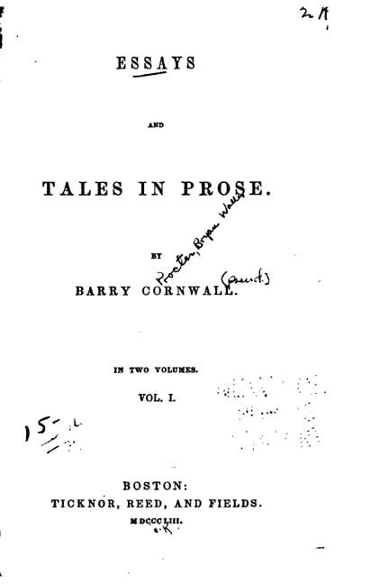 Essays and Tales in Prose - Vol. I, (Paperback)