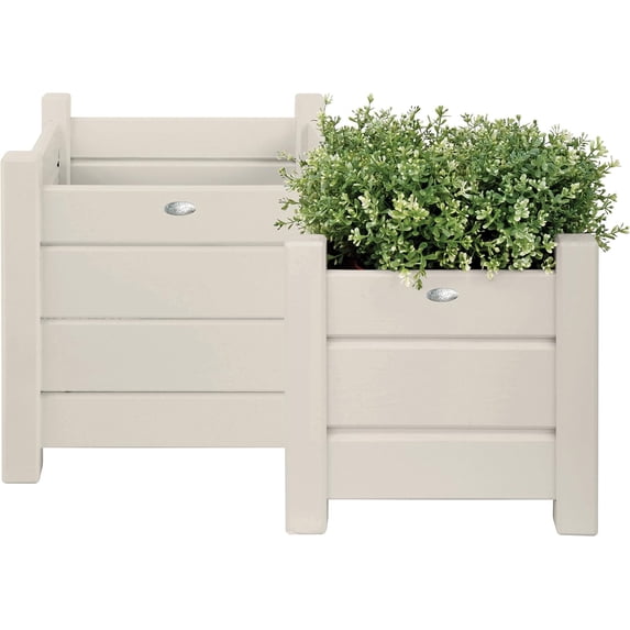 Esschert Design Square Planters, Set of 2, White