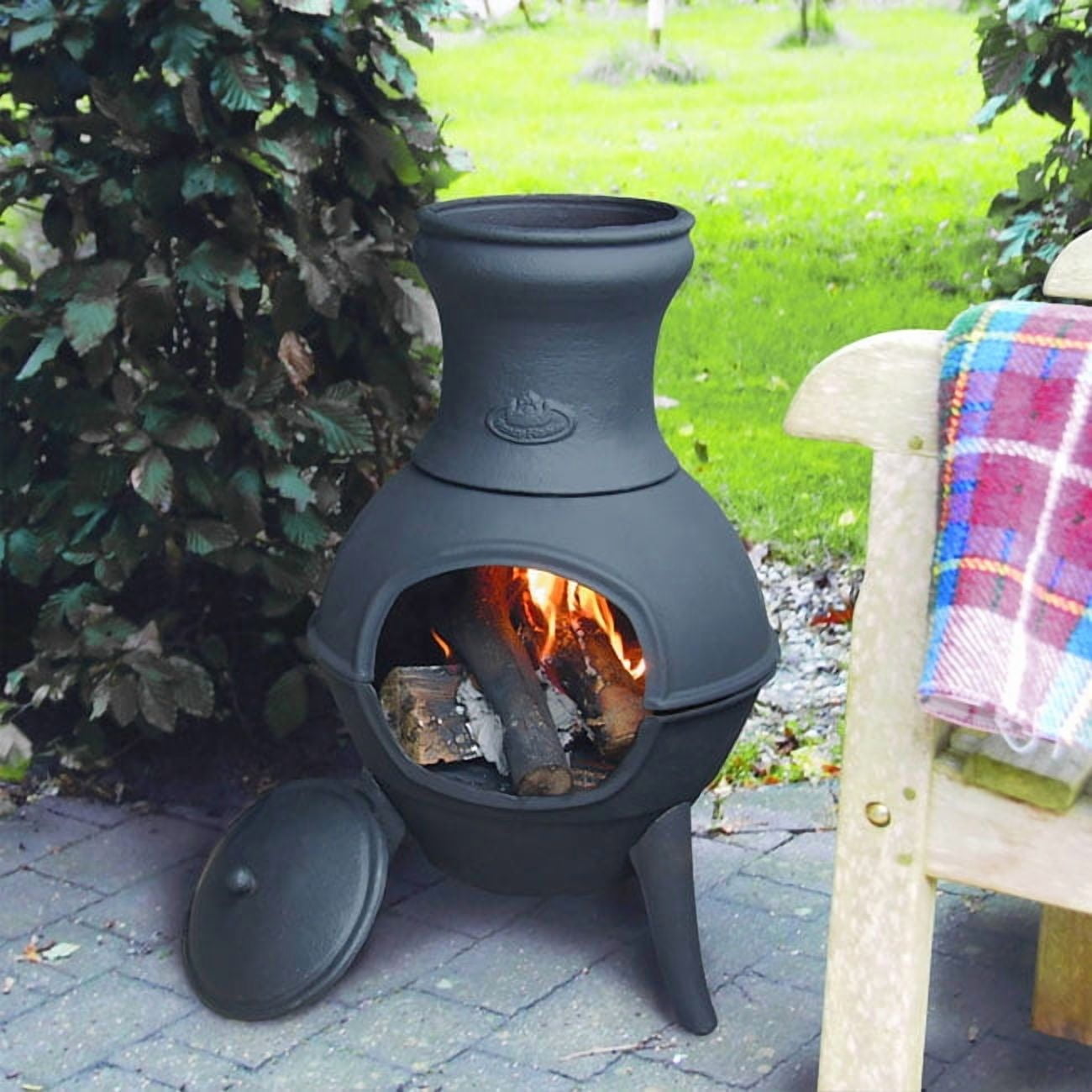 Esschert Design 26" Black Finish Cast Iron Chiminea