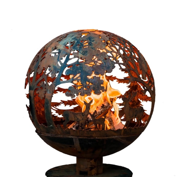 Esschert Design 36" Brown Rustic Finish Extra Large Wildlife Outdoor Fire Sphere