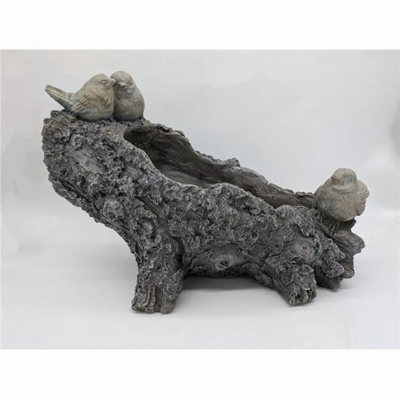 Esschert Design USPL008 9.05 in. W Faux Wood Bird Log Planter