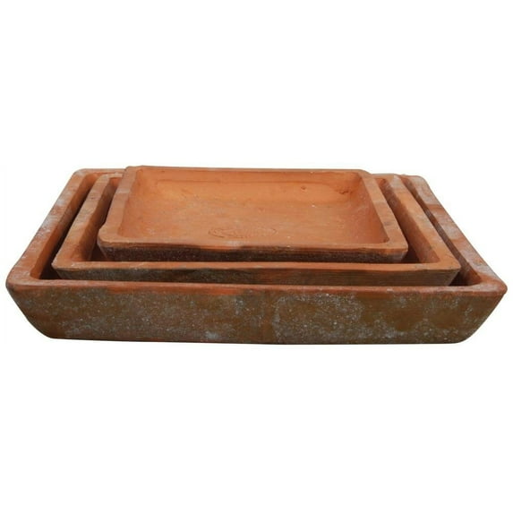Esschert Design AT06 Aged Terracotta Square Saucers for AT05 (Set of 3)