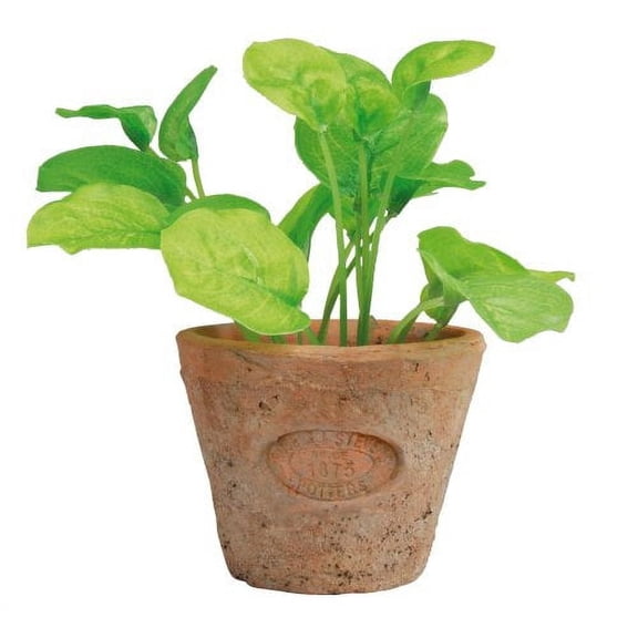 Esschert Design Artificial Basil Herb Plant in Aged Terracotta Pot Small