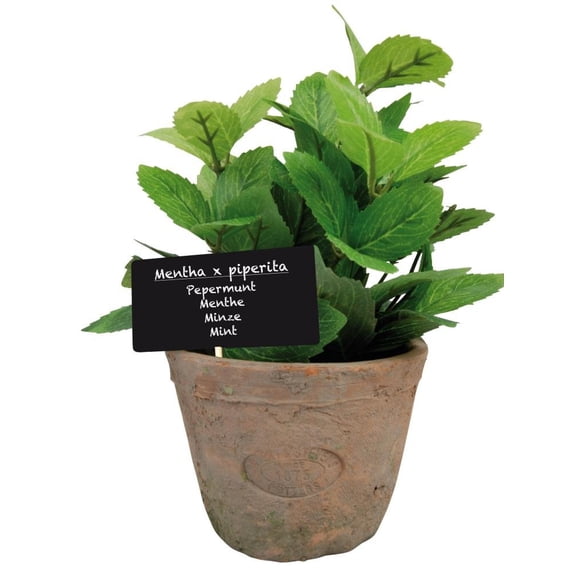 Esschert Design Artificial Herb Plant, Large, 4.2"D x 4.2"W x 7.5"H, Mint
