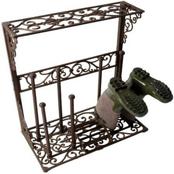 Esschert Design Boot Rack with Scraper, Brown