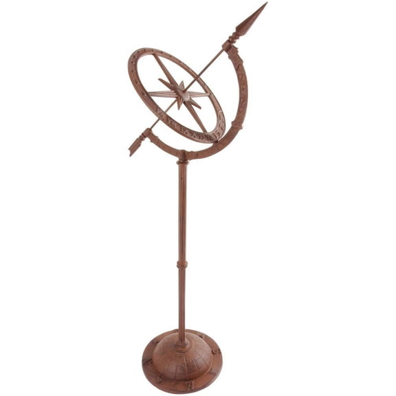 Esschert Design Cast Iron Sundial on Stand, 13 x 10 x 37 inches, Bronze