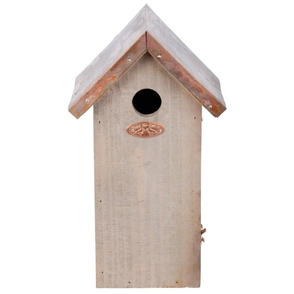 Esschert Design Chickadee Bird House - Antique Wash with Copper Roof