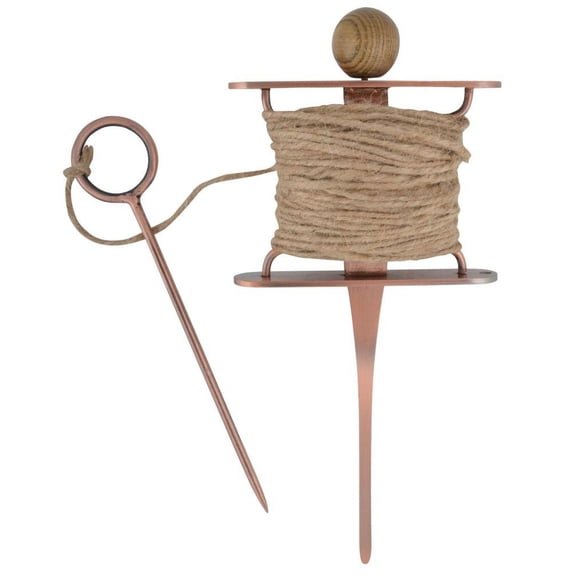 Esschert Design Copper Plated Row Marker with Twine Dispenser, 82 ft Garden Line