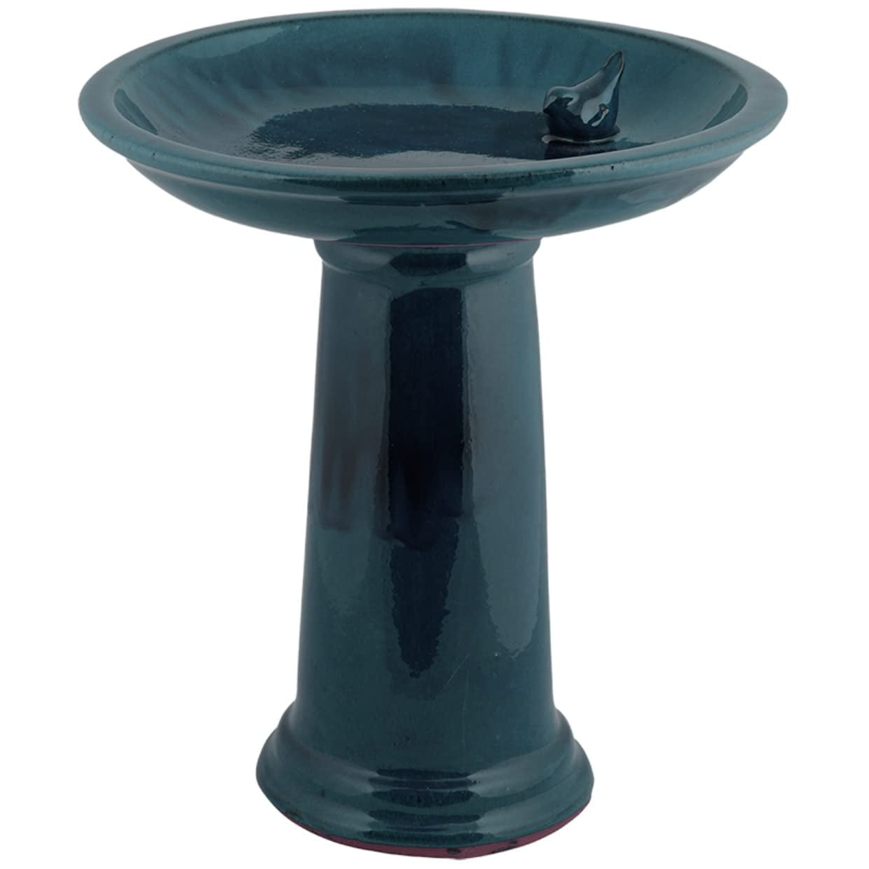 Esschert Design FB422 Bath on Pedestal with Bird, Ceramic, Blue