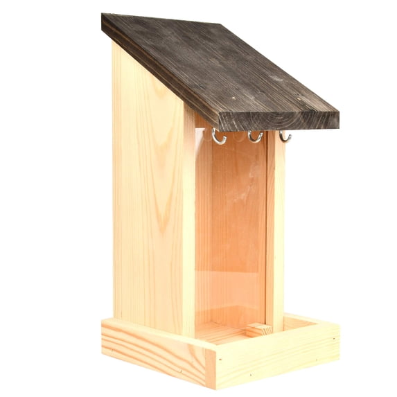 Esschert Design FB464 Silo Feeder with Three Suet Ball Hooks, Wood