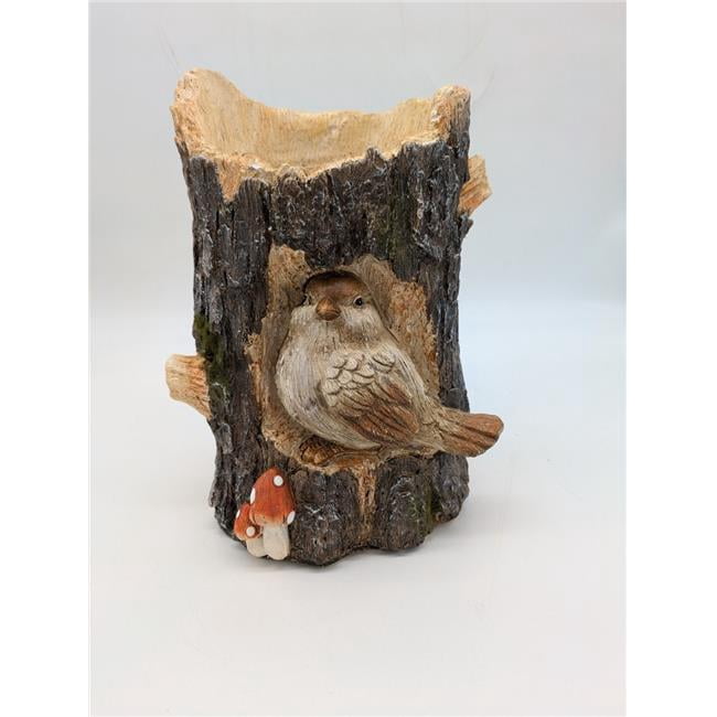 Esschert Design USPL019 Faux Wood Bird in Log Planter - Walmart.com