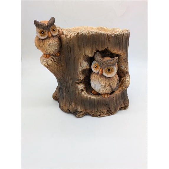 Esschert Design USPL016 Faux Wood Double Owl in Log Planter