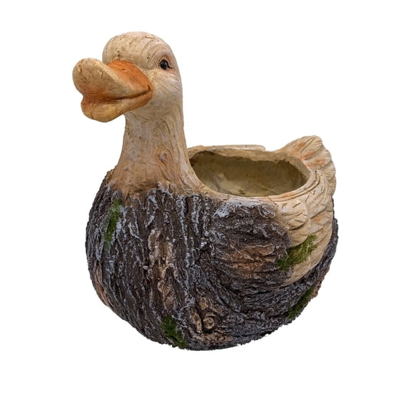 Esschert Design Faux Wood Duck Outdoor Garden Planter - 11.5" - Brown and Gray