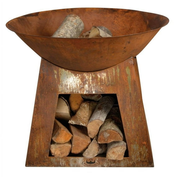 Esschert Design Fire Bowl with Wood Storage, Small