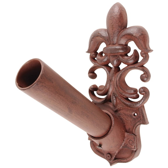 Esschert Design Fleur De Lis Antique Brown Cast Iron Flag Pole Holder
