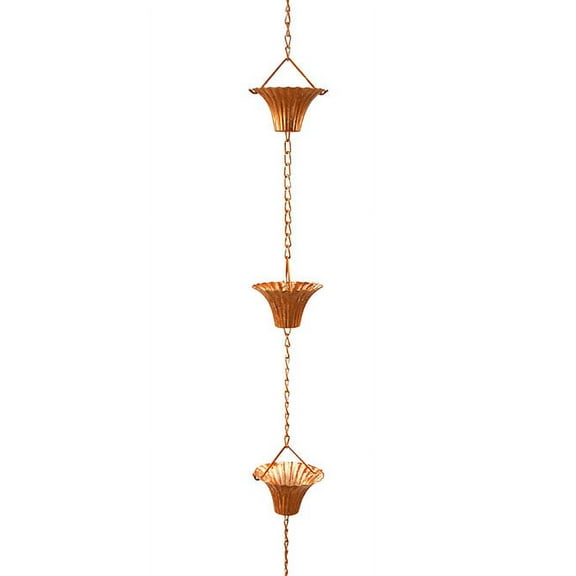 Esschert Design Fluted Rain Chain, Copper Colored