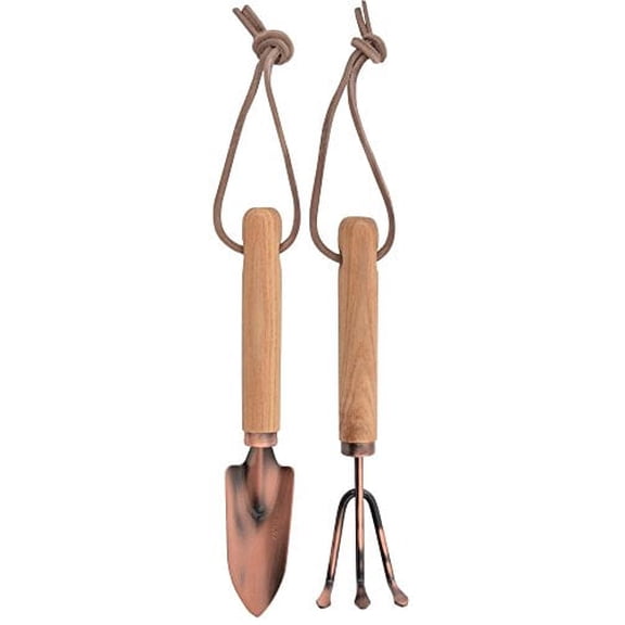 Esschert Design GT119 Copper-Plated Mini Gardening Tools – Trowel, Fork & Spade for Indoor & Potted Plants