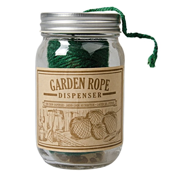 Esschert Design Green Sisal Garden Twine in Glass Jar Dispenser 334 Feet