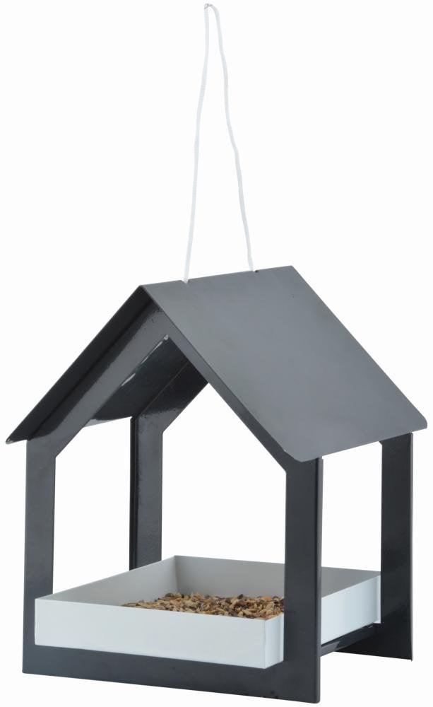 Modern Black Metal Hanging Platform Bird Feeder