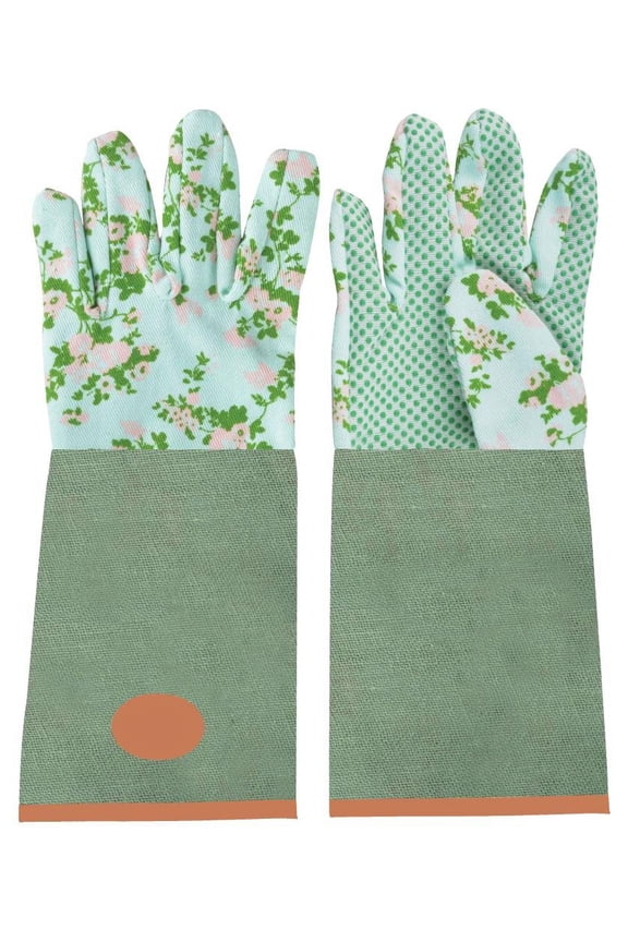 Jute Gloves with Rose Print with Nodules Forearm Protection
