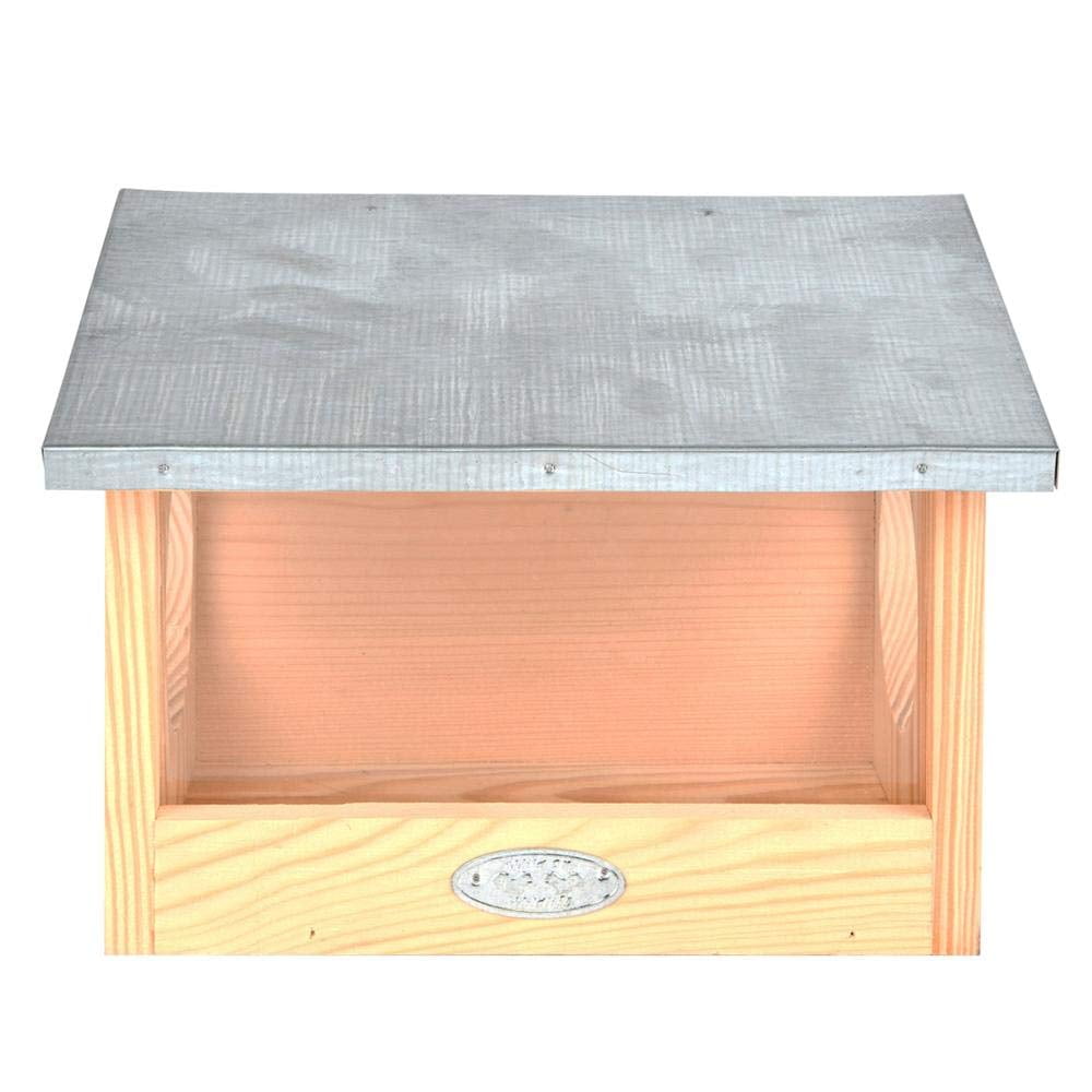 Natural Spruce Wood and Zinc Squirrel Feeder with Plexiglas Panel