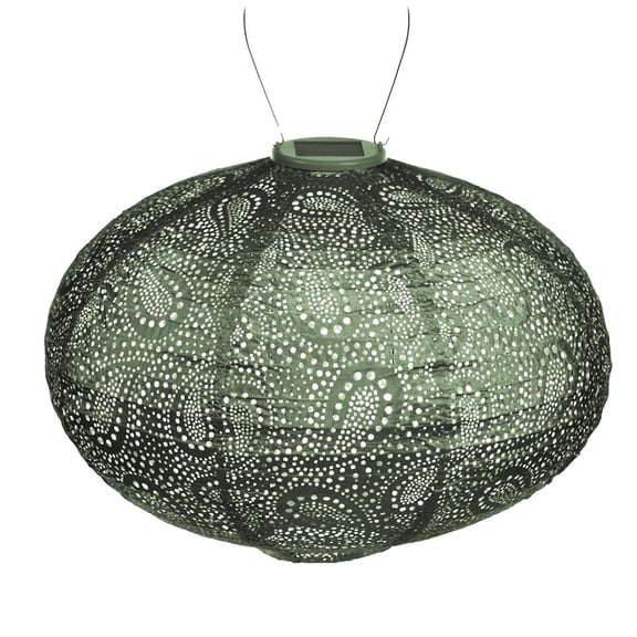 Esschert Design Oval Paisley LED Lighted Bazaar Lantern - 16.5" - Green