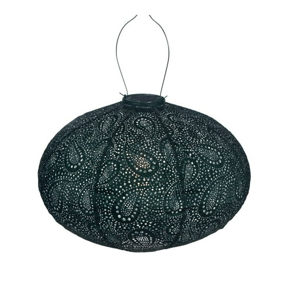 Esschert Design Oval Paisley LED Lighted Bazaar Lantern - 16.5" - Green