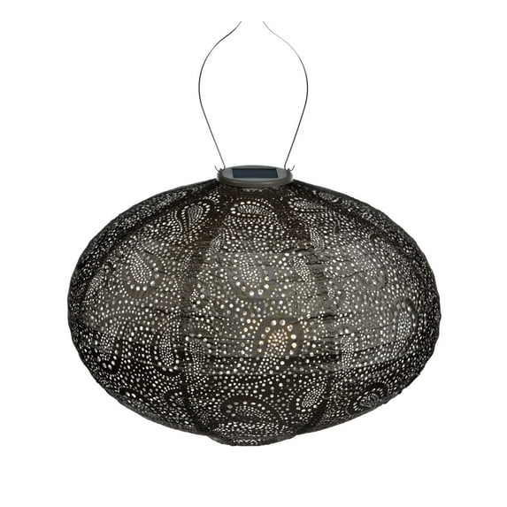 Esschert Design Oval Paisley LED Lighted Bazaar Lantern - 16.5" - Taupe Brown