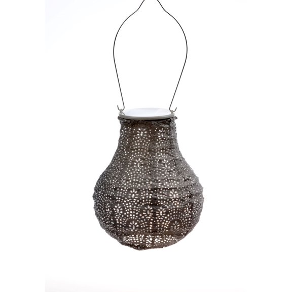 Esschert Design Pre-Lit Battery-Operated Bulb Fan Lantern - 14" - Taupe