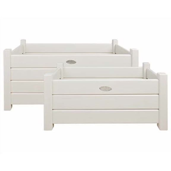Esschert Design Rectangular Planters, White, Set of 2
