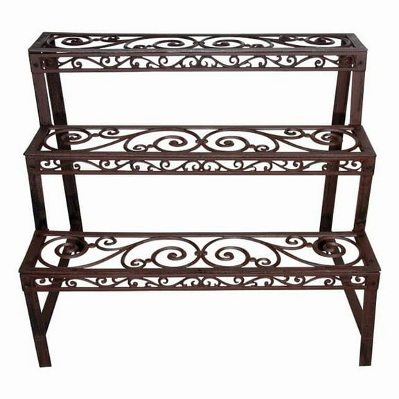 Esschert Design Rectangular Tiered Plant Rack, Aged Brown