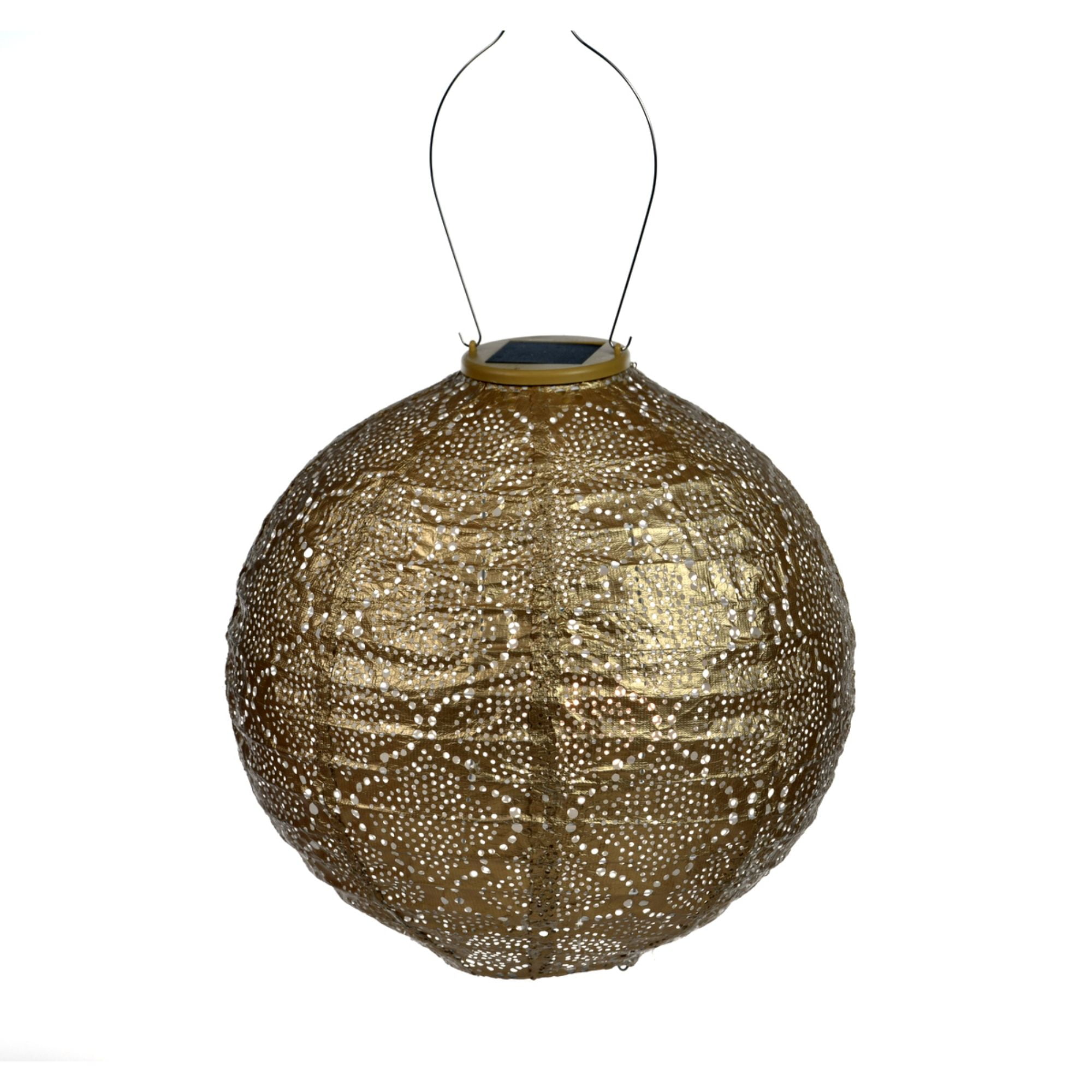 Gold 17.5'' Round Metal LED Outdoor Lantern
