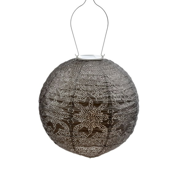 Esschert Design Round LED Lighted Bazaar Lantern - 17.5" - Taupe Brown