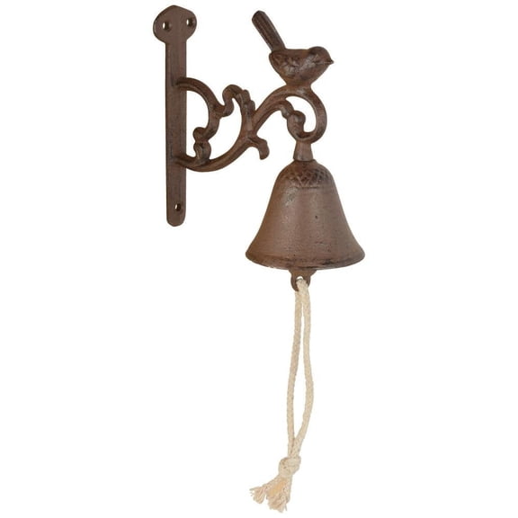 Esschert Design Cast Iron Doorbell Bird Rustic Wall Mount Brown Small