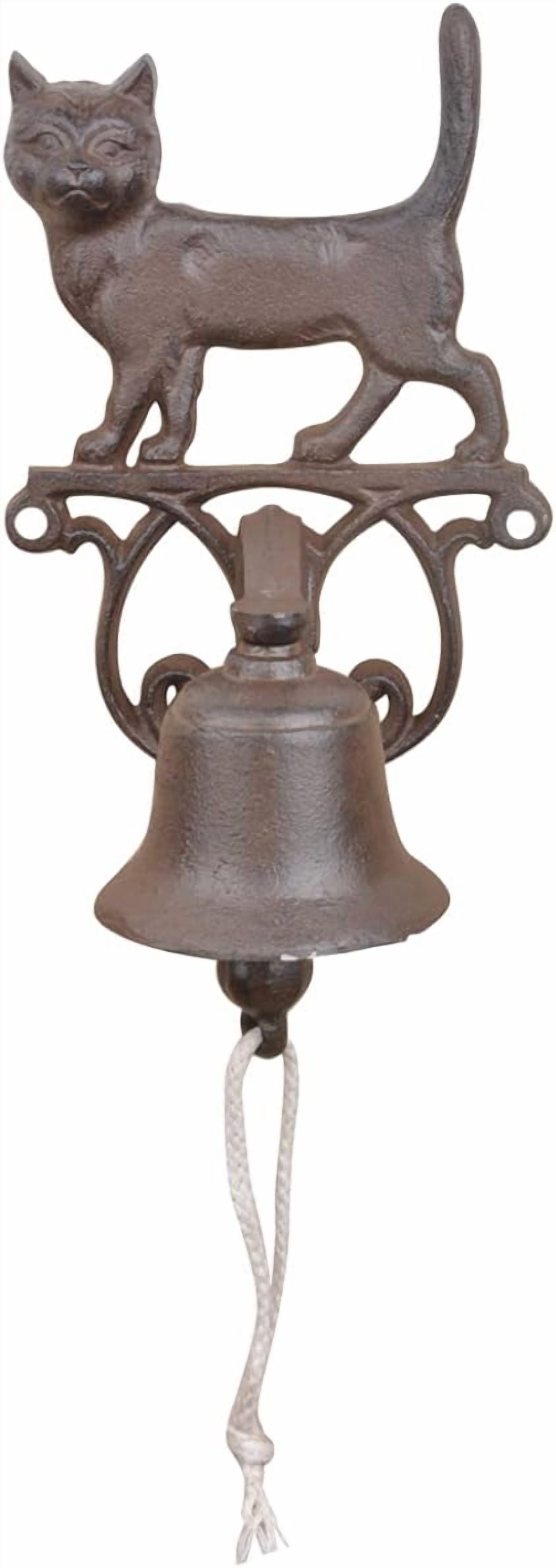 Esschert Design Rustic Cast Iron DB82 Doorbell Cat, 5.2"D x 5.2"W x 9.53"H, Brown