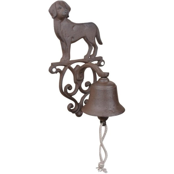 Esschert Design Rustic Cast Iron Dog Doorbell Outdoor Pull Bell Entryway Decor (DB83)