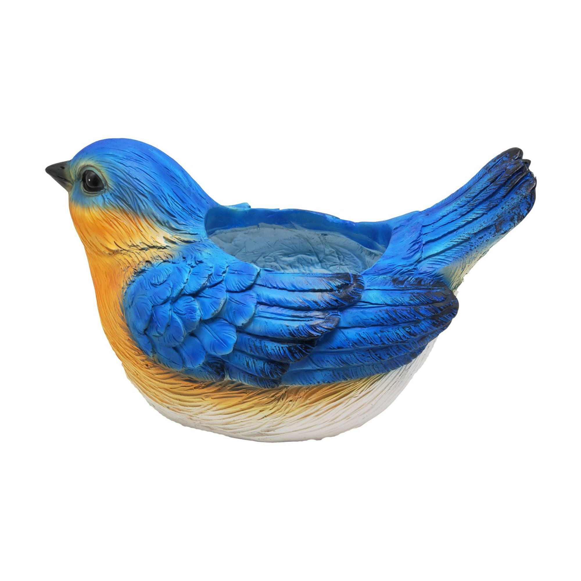 Blue and Orange Resin Sitting Bluebird Garden Planter