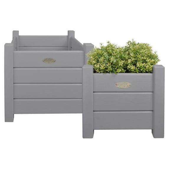 Esschert Design Square Planters, Gray, Set of 2