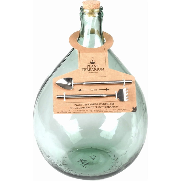 Esschert Design テラリウムボトルプランター ツール付き 55L Esschert Design Glass Terrarium Bottle, Green, Medium Size