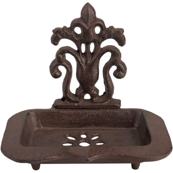 Esschert Design USA BS09 Classic Cast Iron Soap Dish, 5.5"L x 5.5"W, Brown
