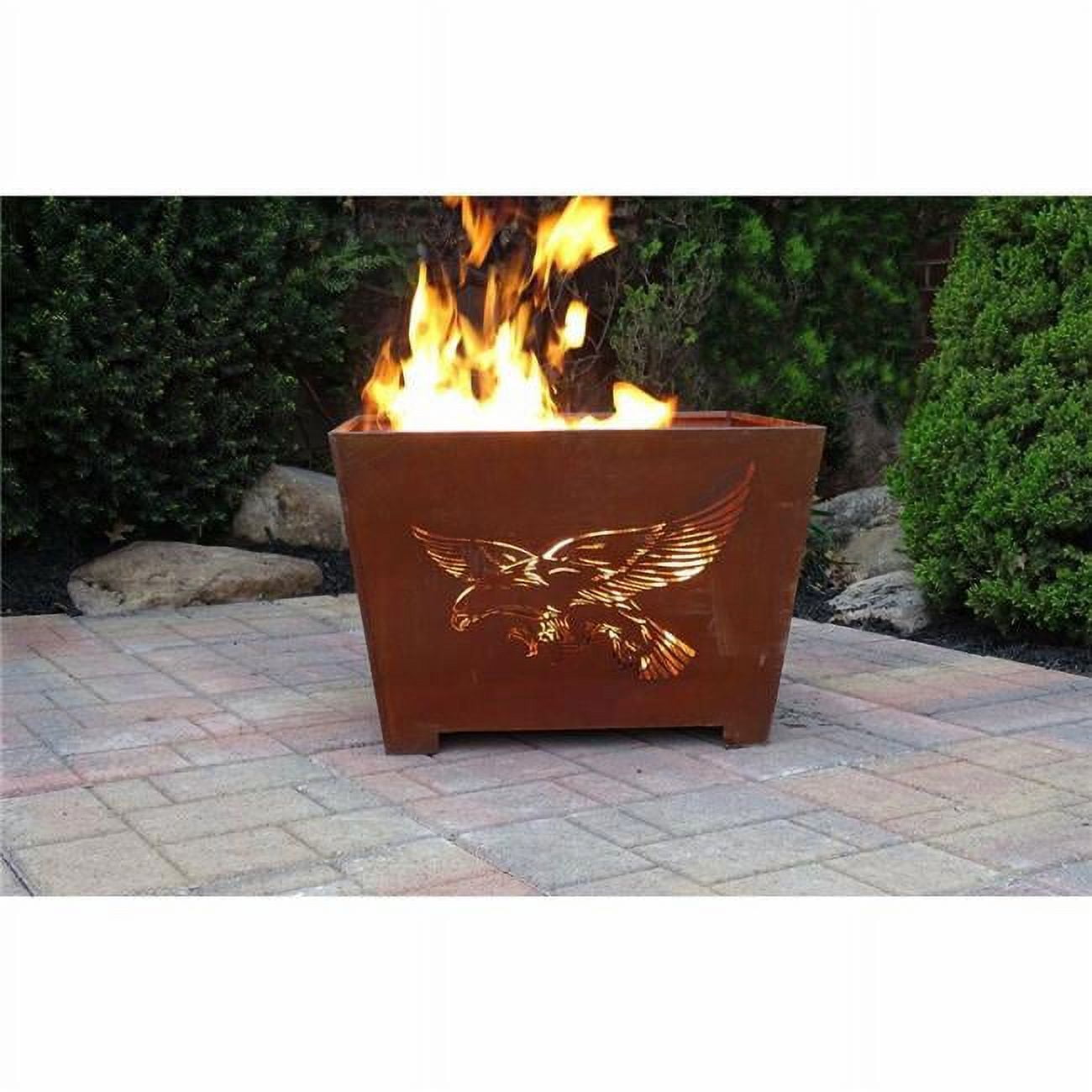 Rustic Brown Steel Eagle and Flag Outdoor Fire Pit