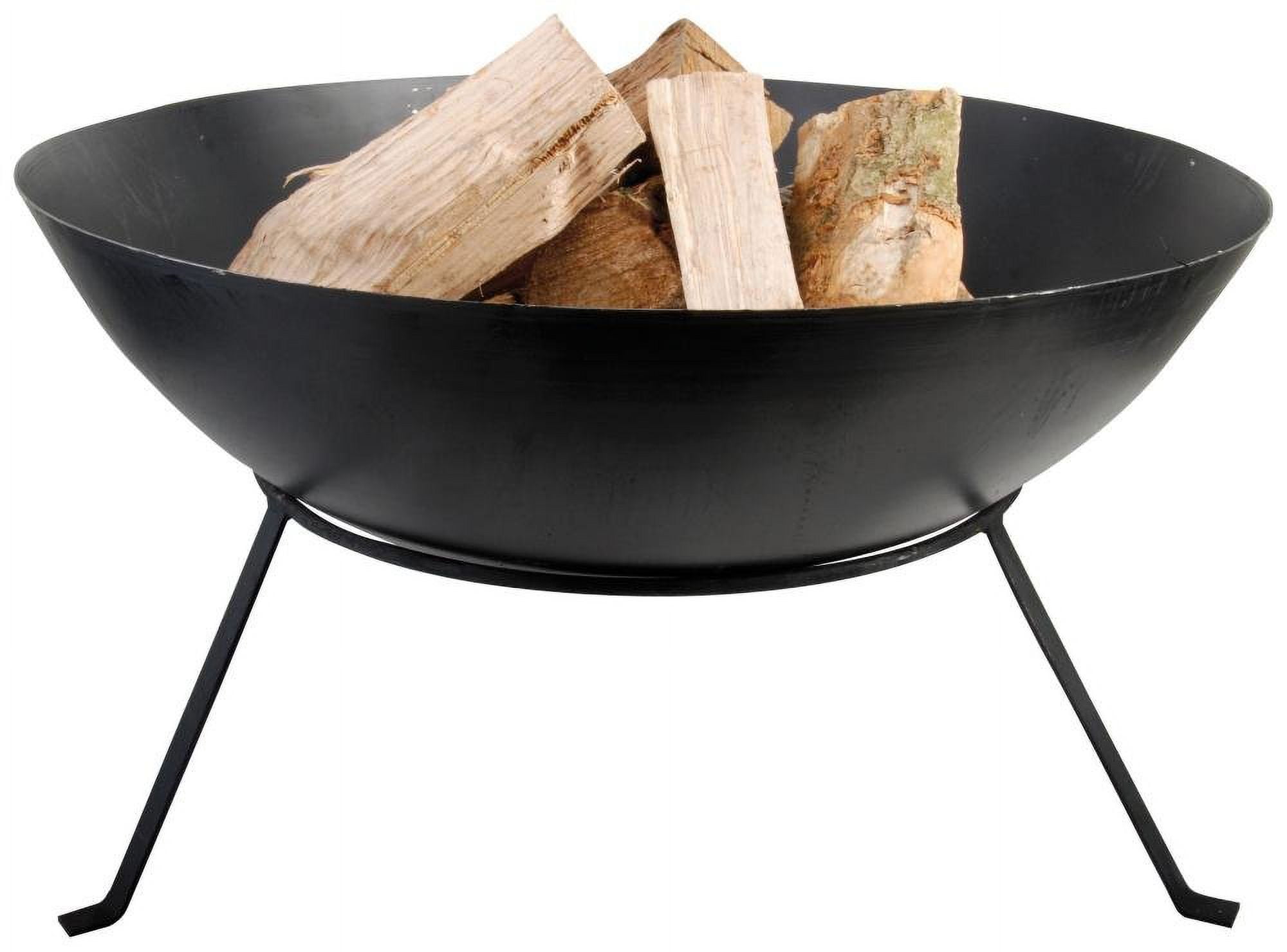 Black Powder Coated Steel Wood Burning Fire Pit