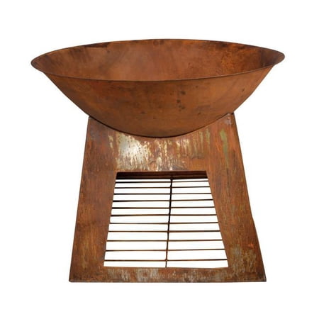 Esschert Design USA Fire Bowl with Wood Storage Rust Metal - Small