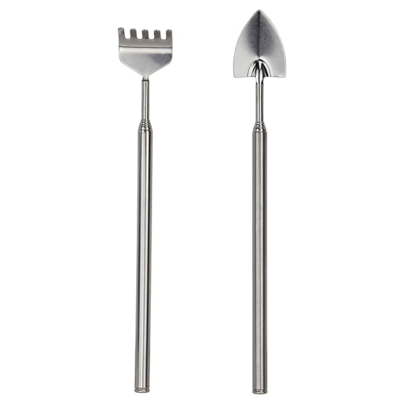 Esschert Design USA GT163 Telescoping Terrarium Rake & Trowel Tool Set – Silver, Indoor Gardening Kit