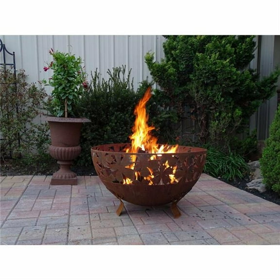 Esschert Design USA Leaf Fire Bowl, Rust Metal - Extra Large