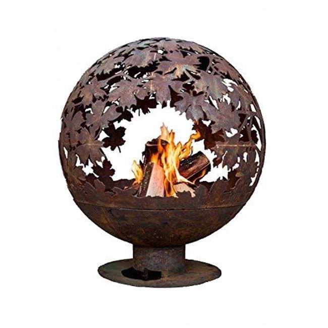 Extra Large Rust Metal Leaf Design Fire Pit Sphere